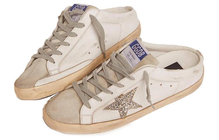 Shop 金鵝 Super-Star 皮革 時尚圓頭 低筒 板鞋 女款 白色銀尾 做舊版