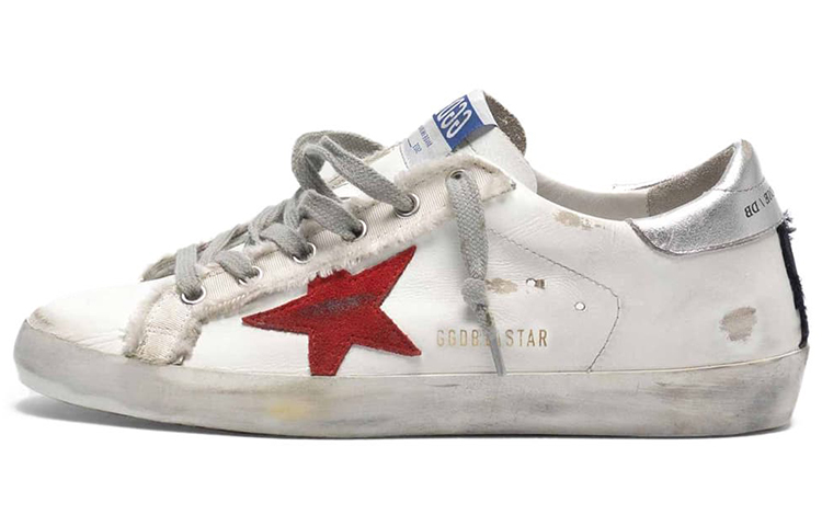 (W) Golden Goose Super-Star 'White Silver Tail with Red Star'