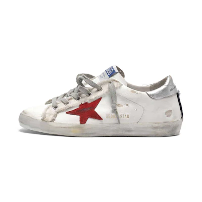 (W) Golden Goose Super-Star 'White Silver Tail with Red Star'