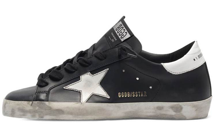 (W) Golden Goose Super-Star 'White Star Distressed Black and White'