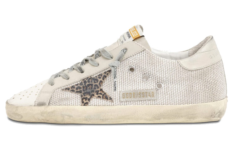 (W) Golden Goose Super-Star Low Top Gray White 'Distressed Leopard Star'