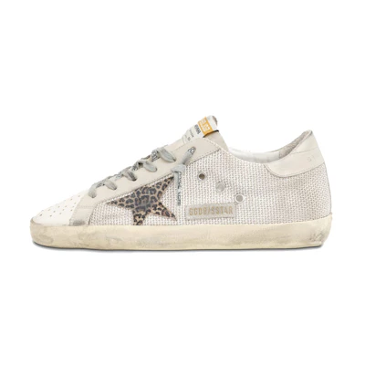 (W) Golden Goose Super-Star Low Top Gray White 'Distressed Leopard Star'