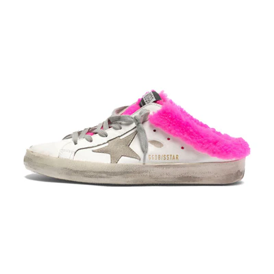 (W) Golden Goose Super-Star Sabot 'Grey Star Wool-Lined White'