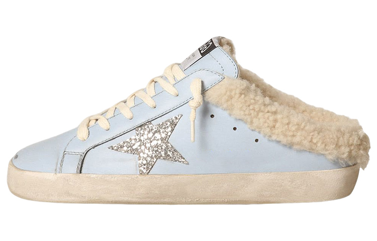 (Women) Golden Goose Super-Star Sabot Leather Clogs Blue Casual Shoes GWF00110.F003779.50735