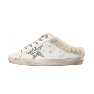 (W) Golden Goose Super-Star Sabot White Silver Beige