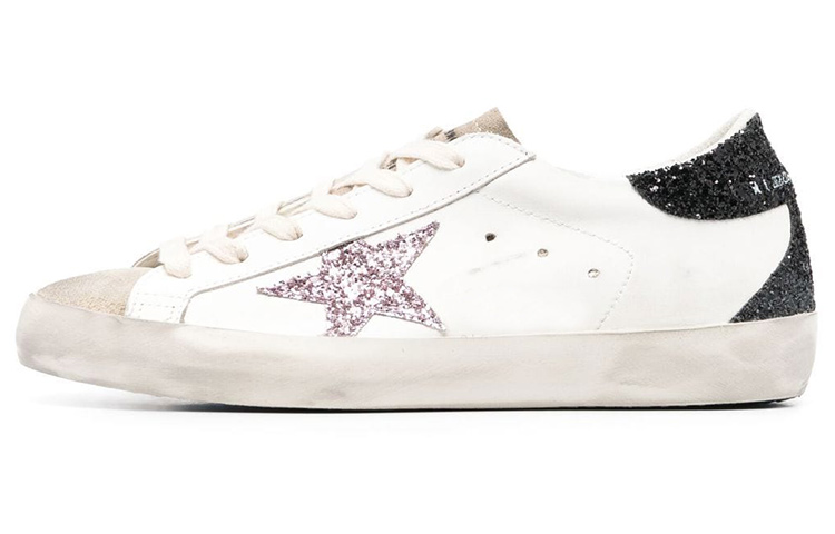 (Women) Golden Goose Super-Star White Black Cream Glitter GWF00102.F004107.82158