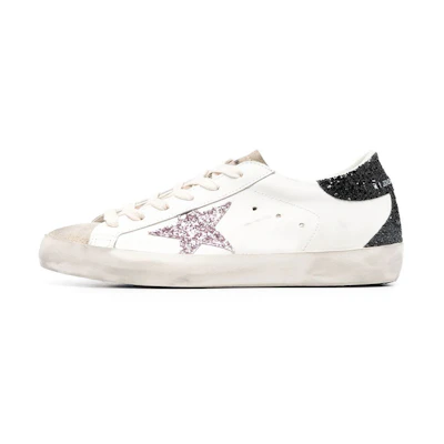 (W) Golden Goose Super-Star White Black Cream Glitter