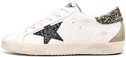 (Women) Golden Goose Super-Star White Black Croc Glitter GWF00102.F004775.11551 (Women) Golden Goose Super-Star White Black Croc Glitter GWF00102.F004775.11551