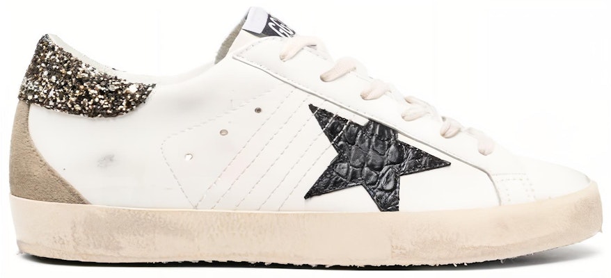 (Women) Golden Goose Super-Star White Black Croc Glitter GWF00102.F004775.11551 Order (Women) Golden Goose Super-Star White Black Croc Glitter GWF00102.F004775.11551