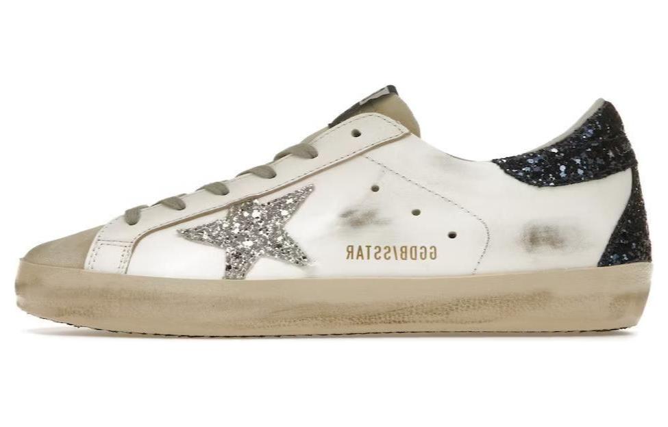 (W) Golden Goose Super-Star White Blue Glitter