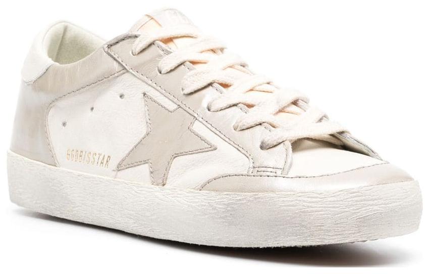 Order 金鵰 Super-Star 皮革 平底系帶 時尚板鞋 女款 米白色 做舊版