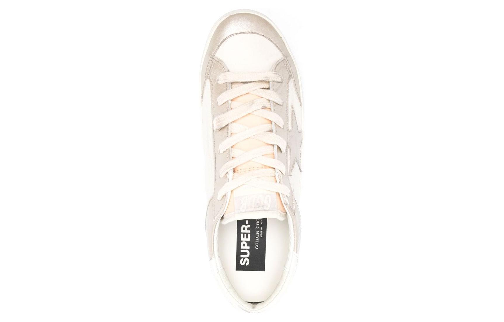 Lookbook 金鵰 Super-Star 皮革 平底系帶 時尚板鞋 女款 米白色 做舊版