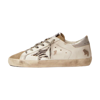 (W) Golden Goose Super-Star Zebra Print Pony Skin Star 'White'