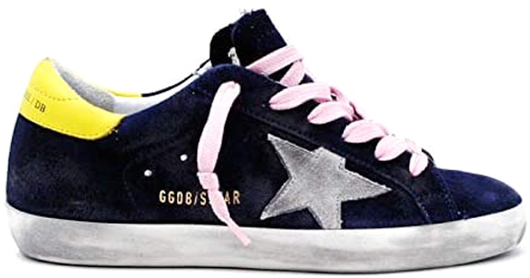 (Women) Golden Goose Super-Star 'Blue Suede Yellow Heel Distressed' G35WS590.P76 Order (Women) Golden Goose Super-Star 'Blue Suede Yellow Heel Distressed' G35WS590.P76
