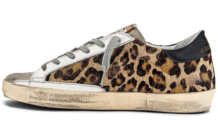 (W) Golden Goose Super-Star 'Brown Black Leopard Distressed'