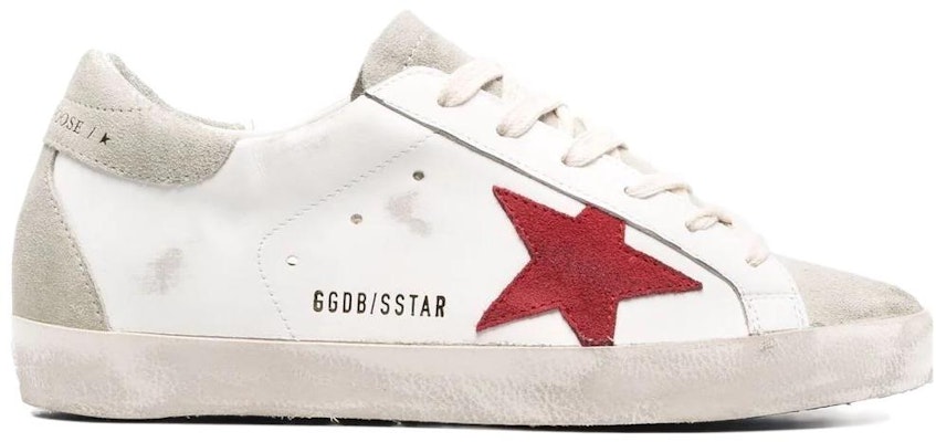 (Women) Golden Goose Super-Star 'Distressed White Red' GWF00102.F002576.10218 Order (Women) Golden Goose Super-Star 'Distressed White Red' GWF00102.F002576.10218