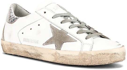 (W) Golden Goose Super-Star 'Garis Tumit Perak Putih Usang' G35WS590.O77 Order (W) Golden Goose Super-Star 'Garis Tumit Perak Putih Usang' G35WS590.O77