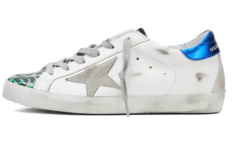 (W) Golden Goose Super-Star 'White Blue Distressed'