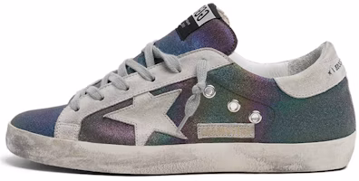 (Women) Golden Goose Super-Star 'White Leather with Rainbow Blue Star' G36WS590.V19 (Women) Golden Goose Super-Star 'White Leather with Rainbow Blue Star' G36WS590.V19