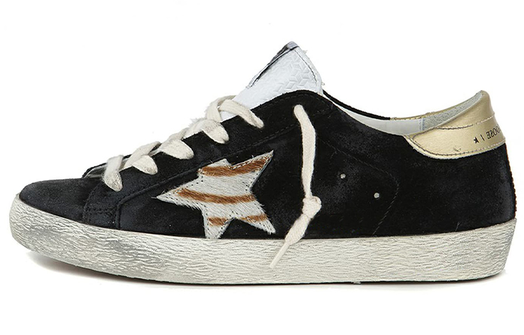 (W) Golden Goose Superstar 'Black Distressed'