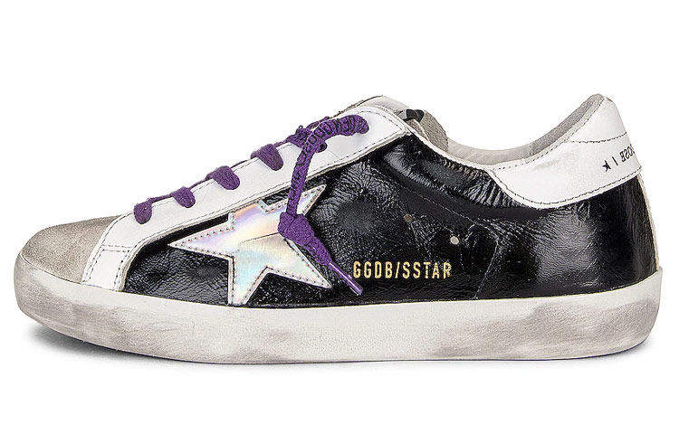 (W) Golden Goose Superstar 'Distressed Black White'