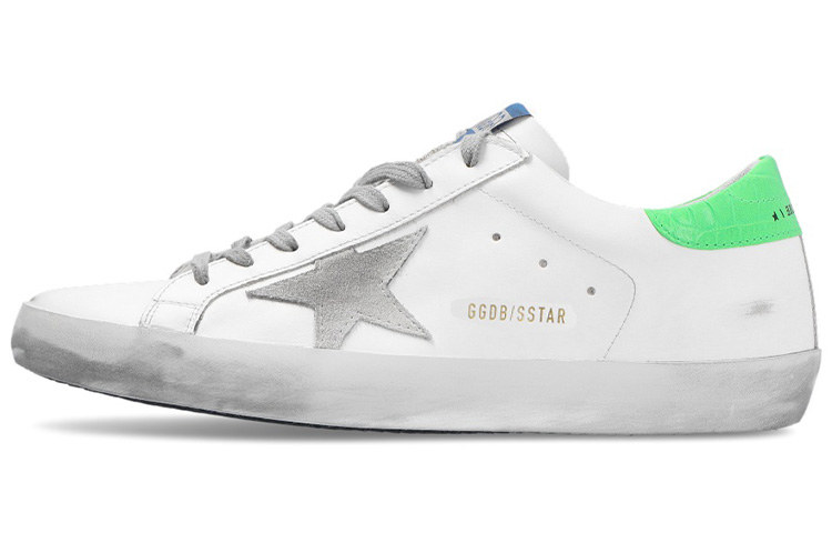 (W) Golden Goose Superstar 'Distressed White Grey Green'