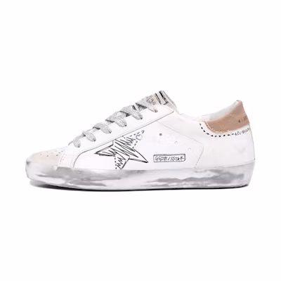(W) Golden Goose Superstar 'Distressed White Low-Top'