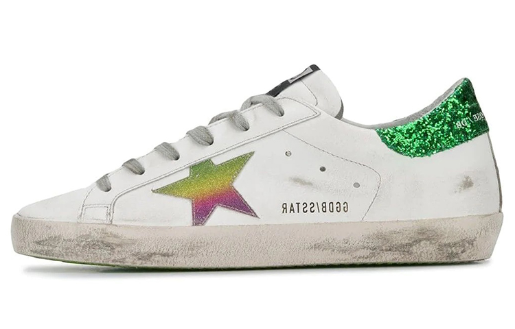 (W) Golden Goose Superstar 'Green Glitter Tail Distressed'