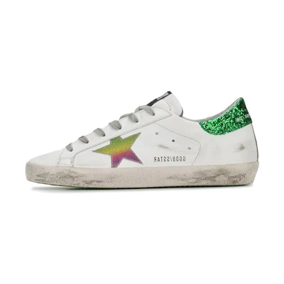 (W) Golden Goose Superstar 'Green Glitter Tail Distressed'