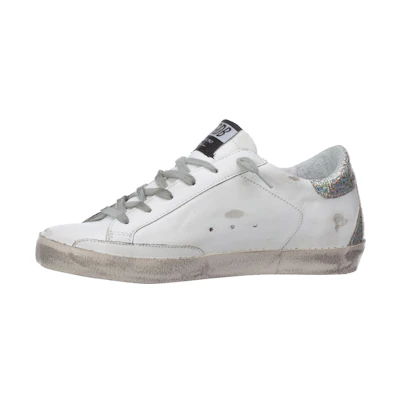 (W) Golden Goose Superstar 'White Distressed with Glitter Tail'