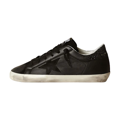 (W) Golden Goose Superstar Black Glitter Heel