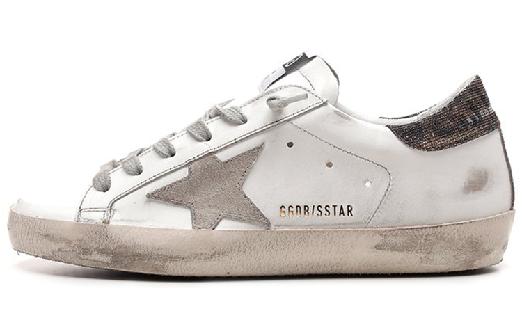(W) Golden Goose Superstar White Grey 'Flash Tail Suede Star Distressed Fashion Sneaker'