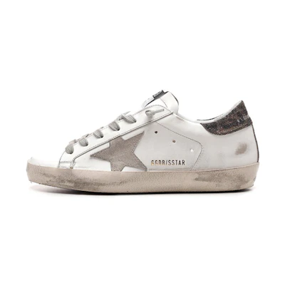 (W) Golden Goose Superstar White Grey 'Flash Tail Suede Star Distressed Fashion Sneaker'