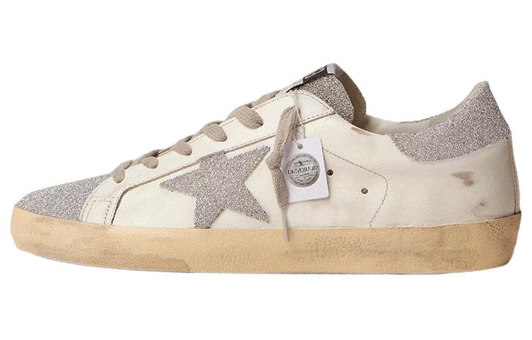 (W) Golden Goose Swarovski Super-Star 'Distressed Silver White'