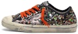 (W) Golden Goose V-Star 'Hitam Payet dengan Detail Bintang' G35WS639.Z2