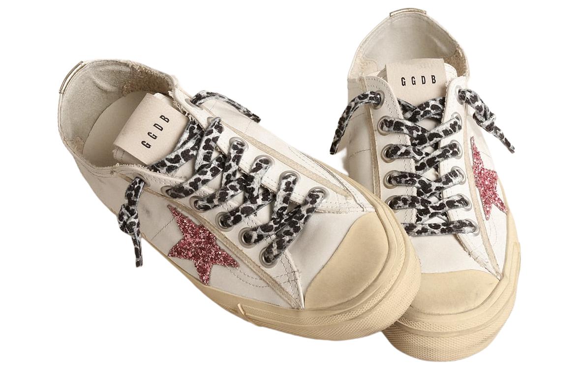 Lookbook 金鵝 V-Star 皮革 圓頭綁帶 低筒 板鞋 女款 白粉色