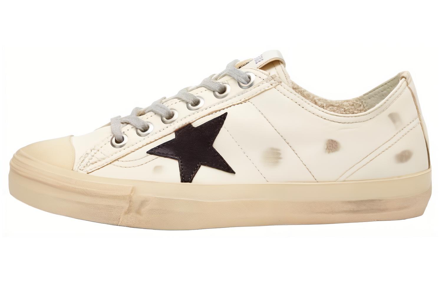 (Women) Golden Goose V-Star Leather Low-Top Sneakers Women’s Off-White Casual Comfort. GWF00129.F003996.11360