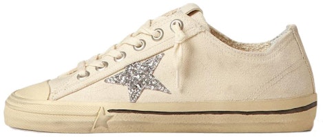 (Women) Golden Goose V-Star Low 'Distressed White Canvas' GWF00129.F004061.15260 (Women) Golden Goose V-Star Low 'Distressed White Canvas' GWF00129.F004061.15260