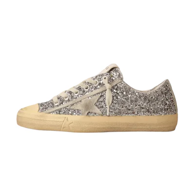 (W) Golden Goose V-Star Low 'Silver Distressed'
