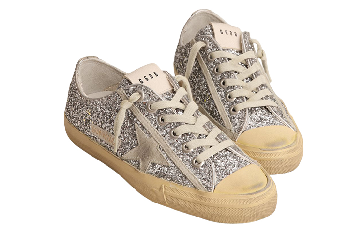 Lookbook 金鵰 V-Star 低筒綁帶 時尚運動鞋 女款 銀色 仿舊版