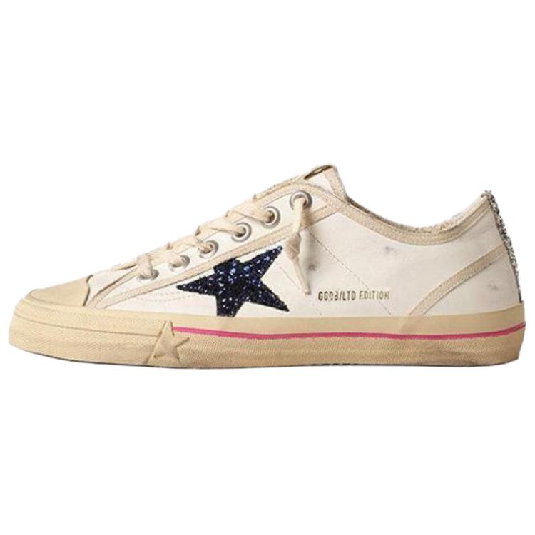 (Women) Golden Goose V-Star White Leather Low-Top Sneakers with Sequins. GWF00205.F004539.11487