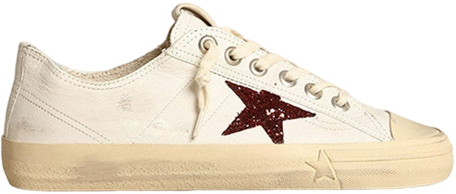 金鵝 V-Star 皮革 低筒繫帶 時尚板鞋 女款 白紅 做舊版本 Order 金鵝 V-Star 皮革 低筒繫帶 時尚板鞋 女款 白紅 做舊版本