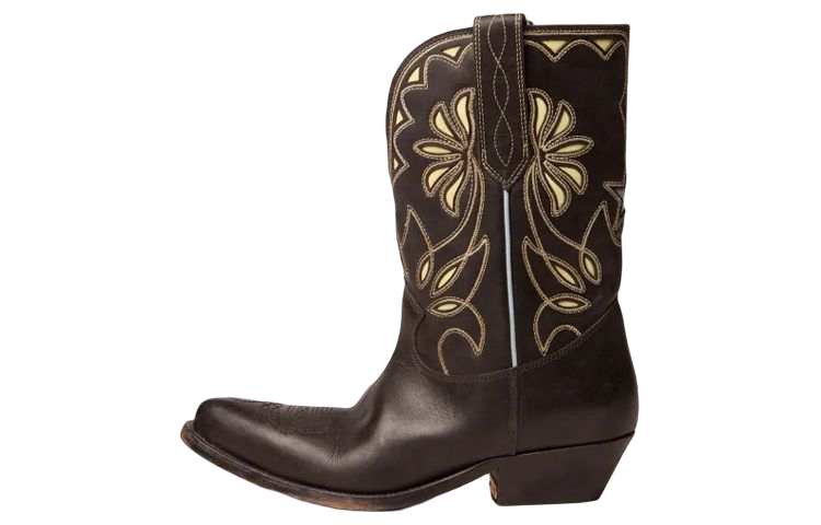 (Women) Golden Goose Wish Star 'Floral Embroidery Leather Boot Black' GWF00312.F002908.90319