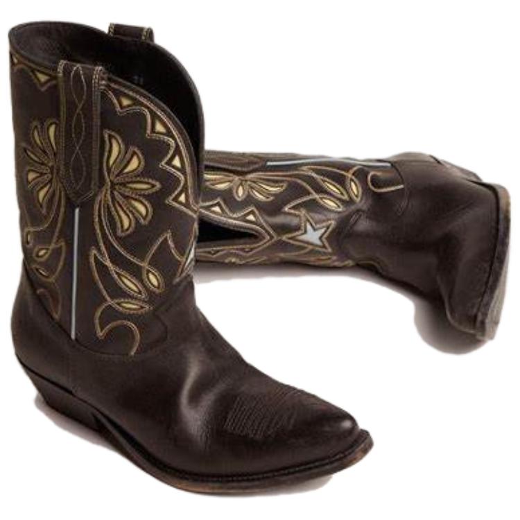 Lookbook (Women) Golden Goose Wish Star 'Floral Embroidery Leather Boot Black' GWF00312.F002908.90319