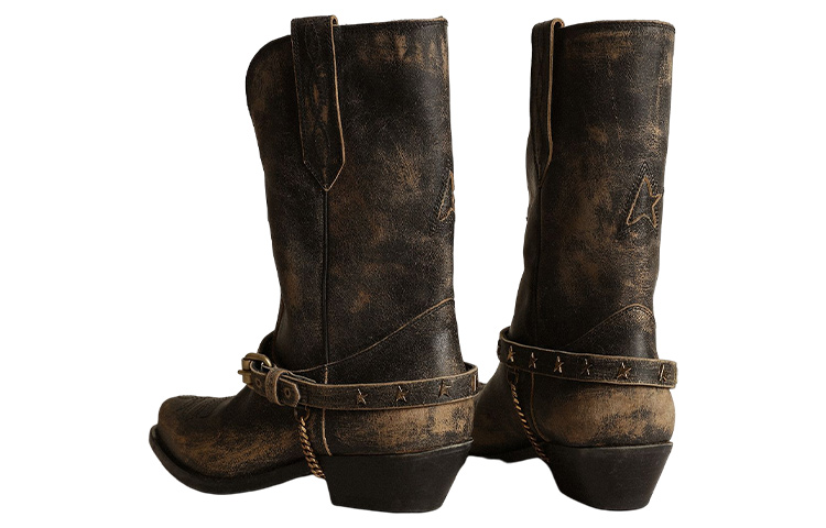 Shop (W) Golden Goose Wish Star Boots 'Rantai Kulit Hitam' GWF00136.F003473.90194