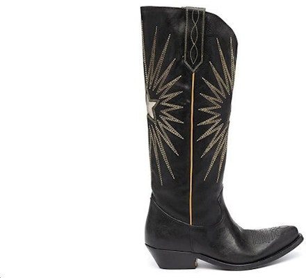 (Women) Golden Goose Wish Star High Top Boot 'Cowboy Black' GWF00135.F000571.90100 Order (Women) Golden Goose Wish Star High Top Boot 'Cowboy Black' GWF00135.F000571.90100