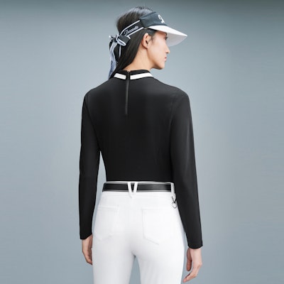 (Women) GOLF DESCENTE FIELD Knit Long Sleeve Polo Shirt with Detachable Collar. G423WFTL31 7