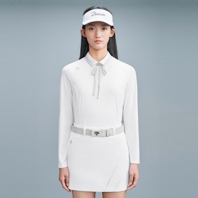 (Women) GOLF DESCENTE FIELD Knit Long Sleeve Polo Shirt with Detachable Collar. G423WFTL31 1