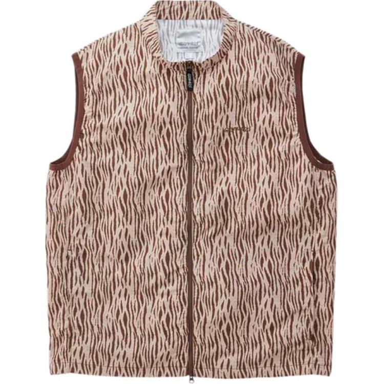 Gramicci Loose Fit All-Over Print Zip Sleeveless Vest - Light Brown G3FM-J026-OLI