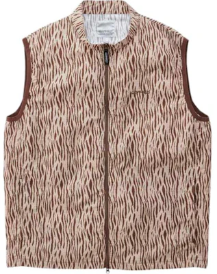 Gramicci Loose Fit All-Over Print Zip Sleeveless Vest - Light Brown G3FM-J026-OLI Buy Gramicci Loose Fit All-Over Print Zip Sleeveless Vest - Light Brown G3FM-J026-OLI